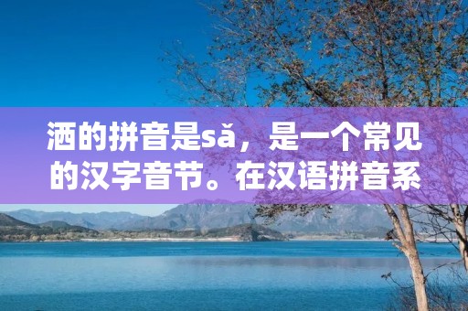 洒的拼音是sǎ，是一个常见的汉字音节。在汉语拼音系统中，洒的拼音是以“s”开头，后面跟着的是声母“ǎ”。洒的拼音是一个平声音节，读音清晰明亮。