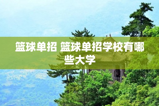 篮球单招 篮球单招学校有哪些大学