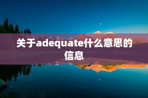 关于adequate什么意思的信息