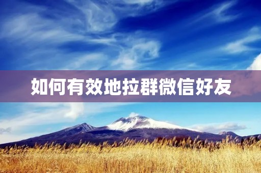 如何有效地拉群微信好友