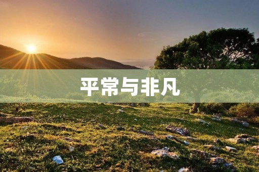 平常与非凡:探索生活中的不平凡之处