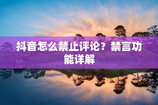 抖音怎么禁止评论?禁言功能详解