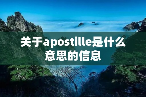 关于apostille是什么意思的信息