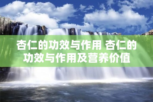 杏仁的功效与作用 杏仁的功效与作用及营养价值