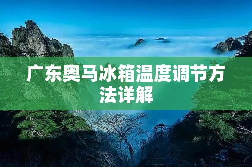 广东奥马冰箱温度调节方法详解 广东奥马冰箱温度调节方法详解