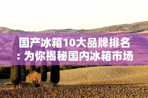 国产冰箱10大品牌排名: 为你揭秘国内冰箱市场的领先品牌