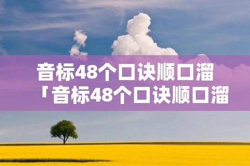 音标48个口诀顺口溜「音标48个口诀顺口溜视频」