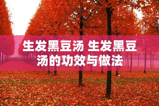 生发黑豆汤 生发黑豆汤的功效与做法