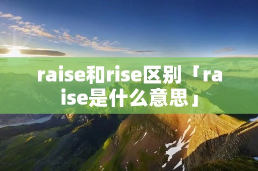 raise和rise区别「raise是什么意思」