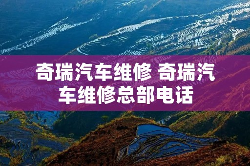 奇瑞汽车维修 奇瑞汽车维修总部电话
