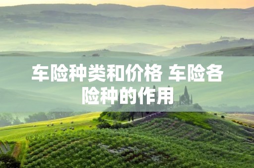 车险种类和价格 车险各险种的作用
