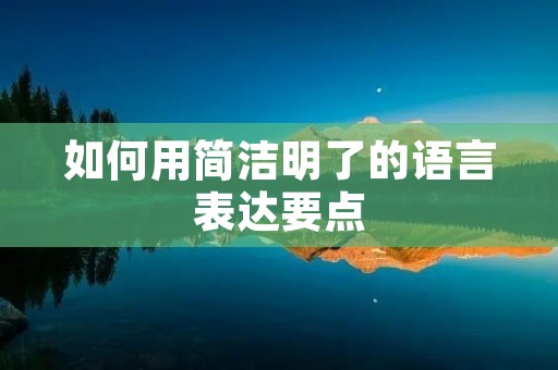 如何用简洁明了的语言表达要点