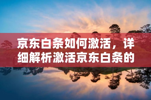 京东白条如何激活，详细解析激活京东白条的方法