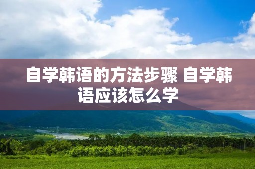 自学韩语的方法步骤 自学韩语应该怎么学