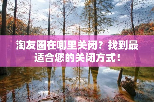 淘友圈在哪里关闭?找到最适合您的关闭方式!