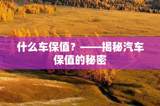 什么车保值？——揭秘汽车保值的秘密
