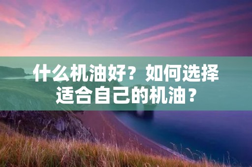 什么机油好?如何选择适合自己的机油? 什么机油好?如何选择适合自己的机油?