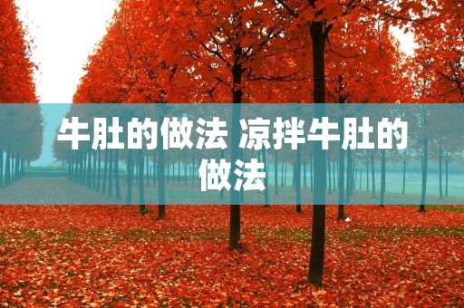 牛肚的做法 凉拌牛肚的做法