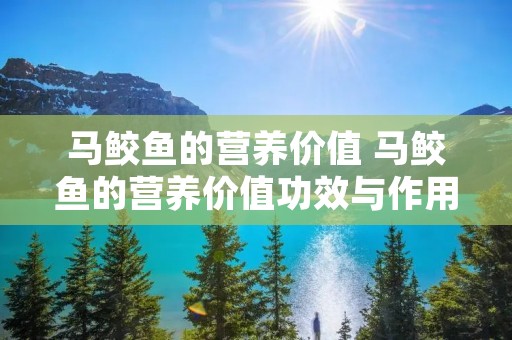 马鲛鱼的营养价值 马鲛鱼的营养价值功效与作用