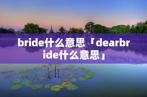bride什么意思「dearbride什么意思」