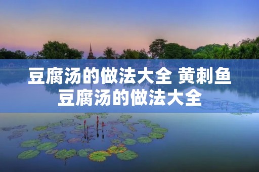 豆腐汤的做法大全 黄刺鱼豆腐汤的做法大全