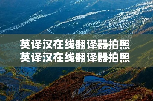 英译汉在线翻译器拍照 英译汉在线翻译器拍照 精灵