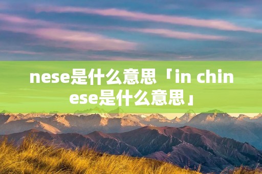 nese是什么意思「in chinese是什么意思」 nese是什么意思「in chinese是什么意思」