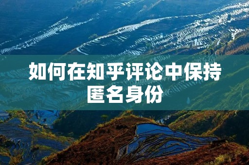 如何在知乎评论中保持匿名身份