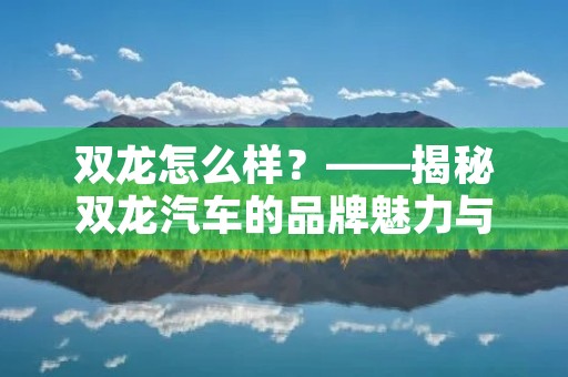 双龙怎么样？——揭秘双龙汽车的品牌魅力与发展潜力