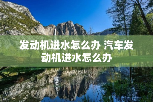发动机进水怎么办 汽车发动机进水怎么办