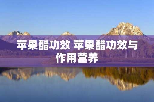 苹果醋功效 苹果醋功效与作用营养