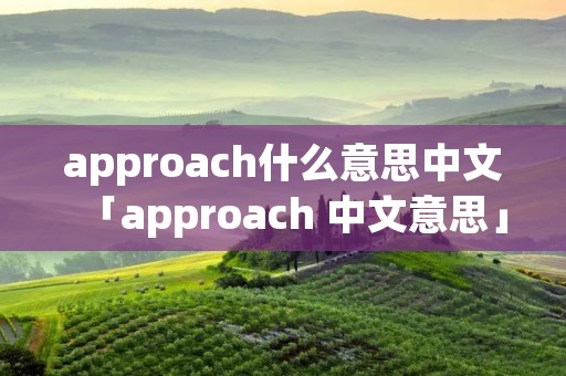 approach什么意思中文「approach 中文意思」