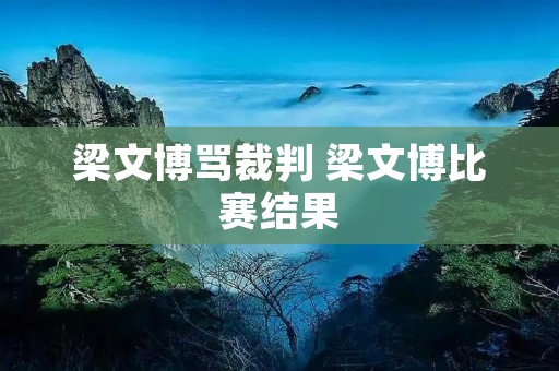 梁文博骂裁判 梁文博比赛结果
