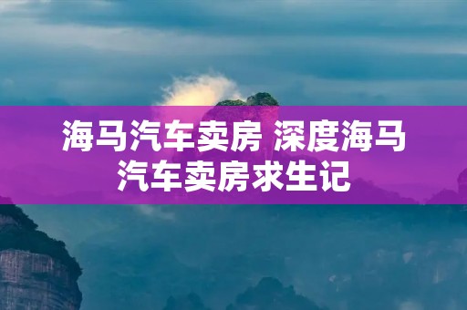 海马汽车卖房 深度海马汽车卖房求生记