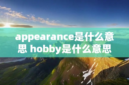 appearance是什么意思 hobby是什么意思