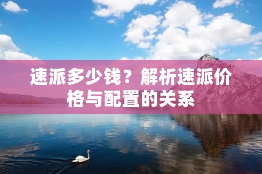 速派多少钱？解析速派价格与配置的关系