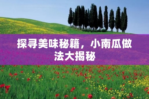 探寻美味秘籍，小南瓜做法大揭秘