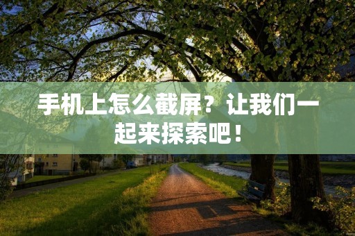 手机上怎么截屏?让我们一起来探索吧!