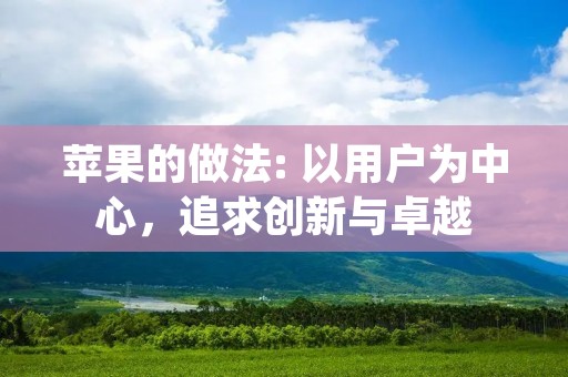 苹果的做法: 以用户为中心，追求创新与卓越