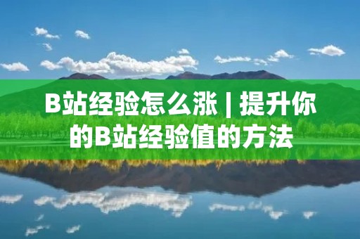 B站经验怎么涨 | 提升你的B站经验值的方法