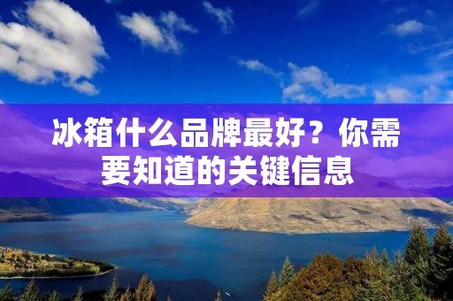 冰箱什么品牌最好？你需要知道的关键信息