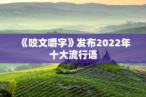 《咬文嚼字》发布2022年十大流行语