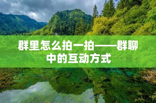 群里怎么拍一拍——群聊中的互动方式
