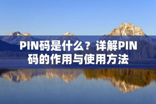 PIN码是什么?详解PIN码的作用与使用方法