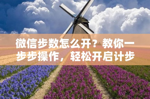 微信步数怎么开?教你一步步操作,轻松开启计步之旅