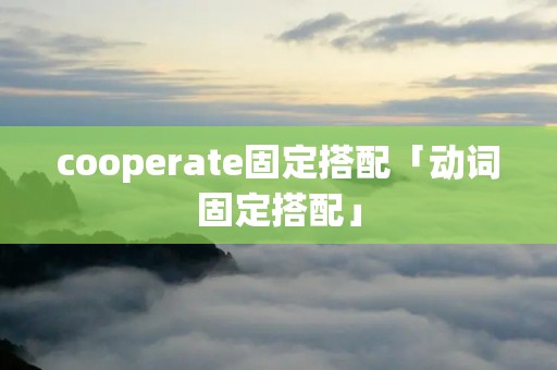 cooperate固定搭配「动词固定搭配」 cooperate固定搭配「动词固定搭配」