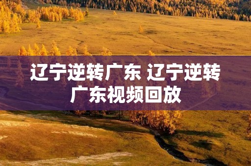 辽宁逆转广东 辽宁逆转广东视频回放