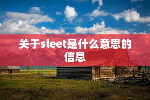 关于sleet是什么意思的信息
