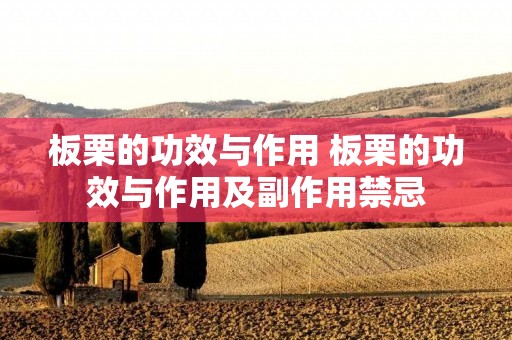 板栗的功效与作用 板栗的功效与作用及副作用禁忌