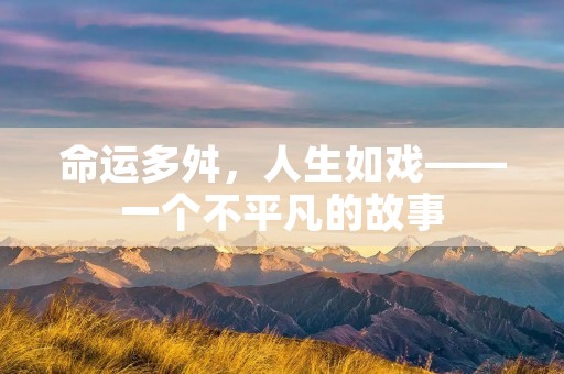 命运多舛，人生如戏——一个不平凡的故事